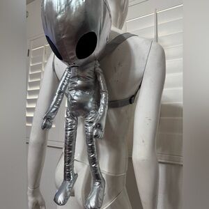 New silver alien backpack purse space costume rave festival raver metallic mini